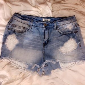 cut off blue jean shorts